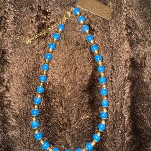 Carolee Elegant Blue and Gold Beaded Necklace